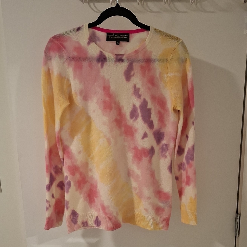 Hudson's Bay Company Women's 100% Cashmere Tie Dye/Watercolor Sweater (Size S)